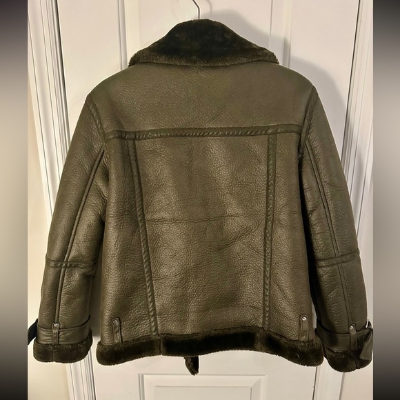 Topshop Olive Green Faux Leather Jacket - Picture 6 of 7